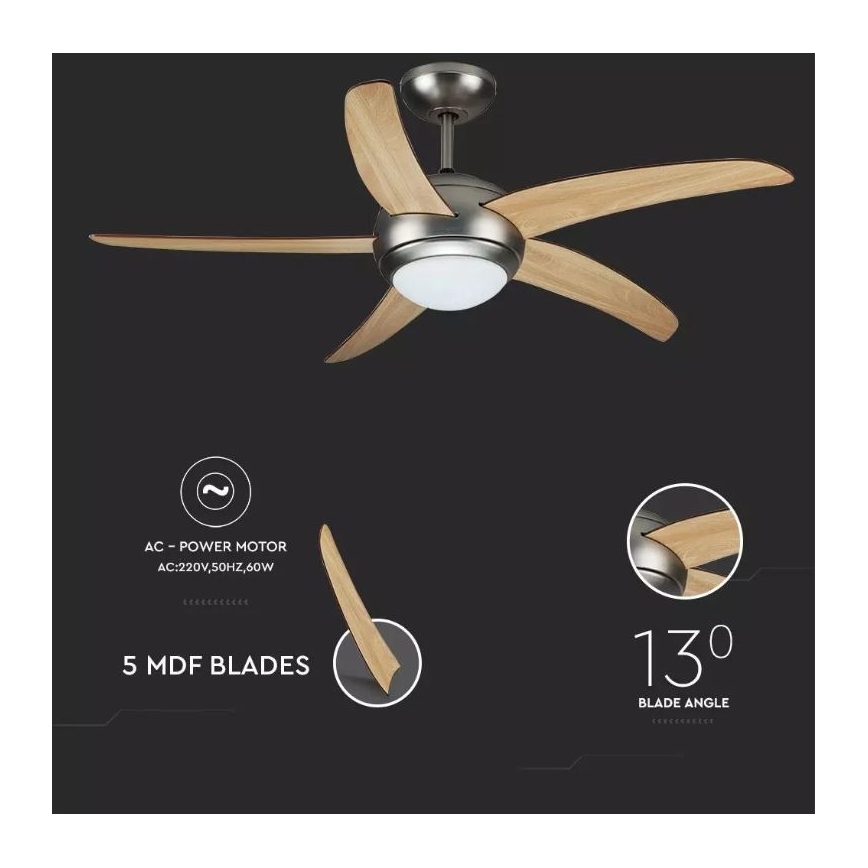 Ventilatore da soffitto 2xE27/20W/230V diametro 132 cm + telecomando