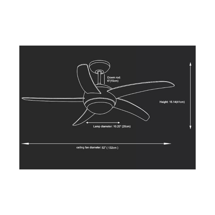 Ventilatore da soffitto 2xE27/20W/230V diametro 132 cm + telecomando