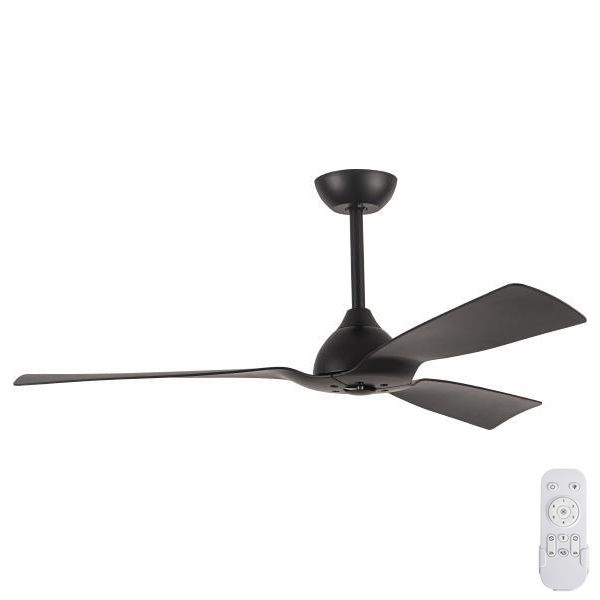Ventilatore da soffitto diametro 132 cm IP44 nero + telecomando