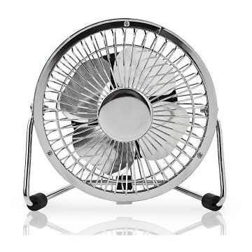 Ventilatore da tavolo 3W/USB 10 cm cromo luminoso