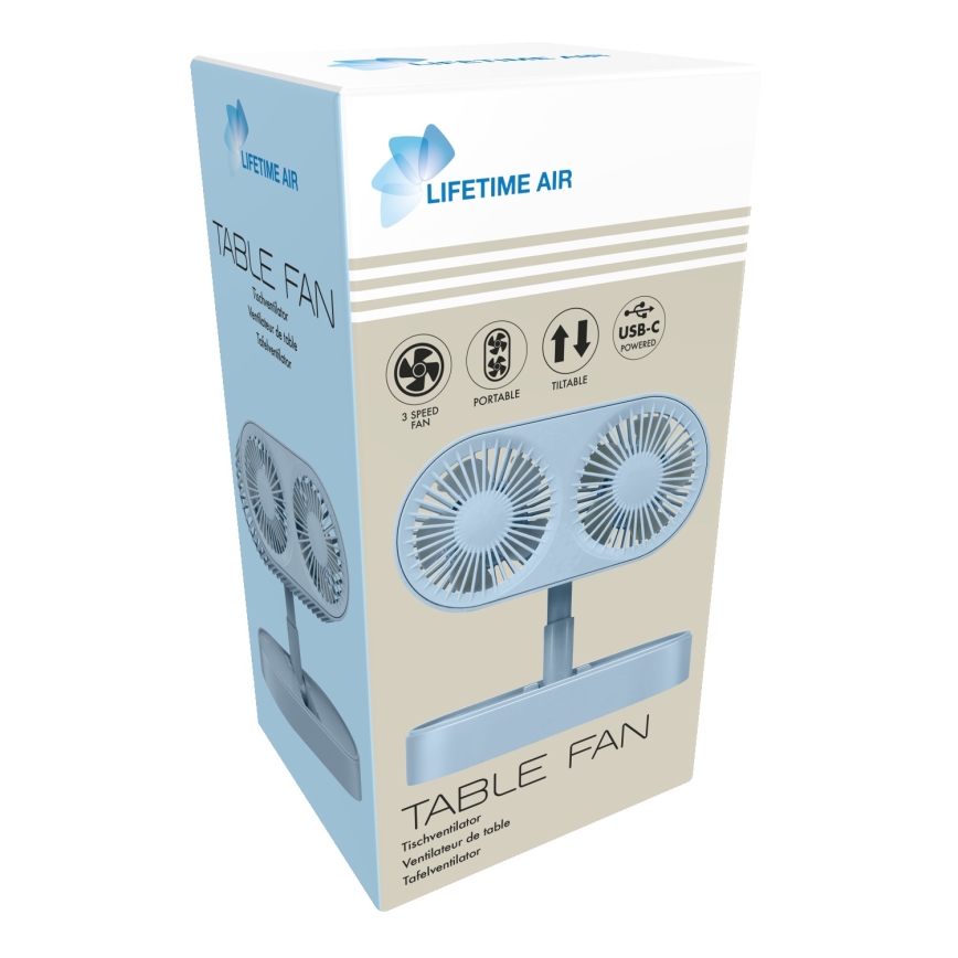 Ventilatore da tavolo ricaricabile 3,7V 1200 mAh blu