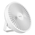 Ventilatore da tavolo ricaricabile a LED con illuminazione LED/2W/5V USB 2400 mAh bianco