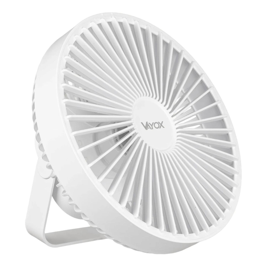 Ventilatore da tavolo ricaricabile a LED con illuminazione LED/2W/5V USB 2400 mAh bianco