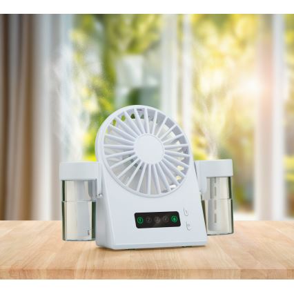 Ventilatore da tavolo ricaricabile con effetto nebbia 3,7V 1200 mAh