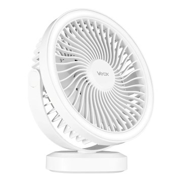 Ventilatore da tavolo ricaricabile con illuminazione a LED LED/3W/5V USB 2400 mAh bianco