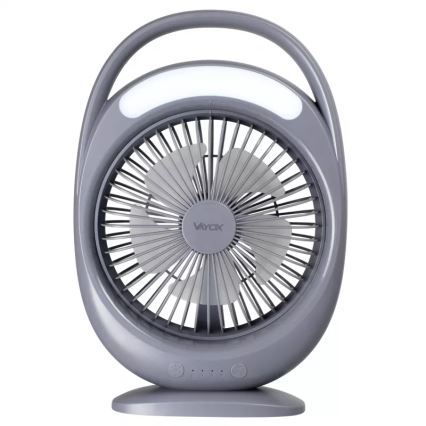 Ventilatore da tavolo ricaricabile con illuminazione LED, LED/2,8W/5V USB, 2400 mAh, grigio