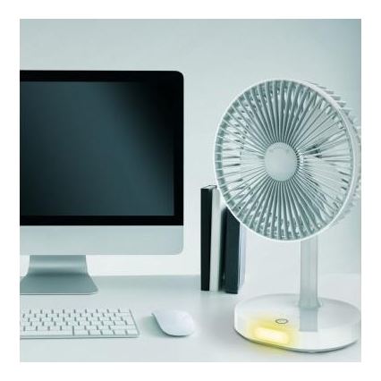 Ventilatore da tavolo ricaricabile con lampada LED 3000mA/3,7V USB-C