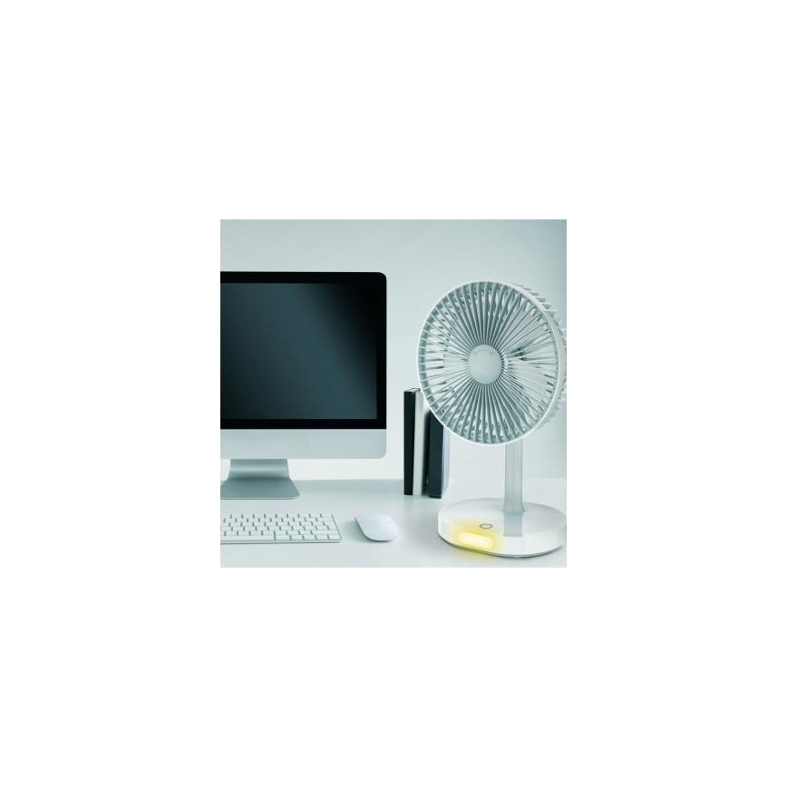 Ventilatore da tavolo ricaricabile con lampada LED 3000mA/3,7V USB-C