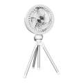 Ventilatore da tavolo ricaricabile con luce LED integrata 8 W, batteria 3,7 V 2400 mAh, bianco