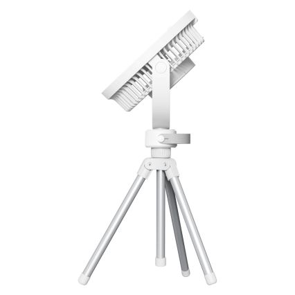 Ventilatore da tavolo ricaricabile con luce LED integrata 8 W, batteria 3,7 V 2400 mAh, bianco