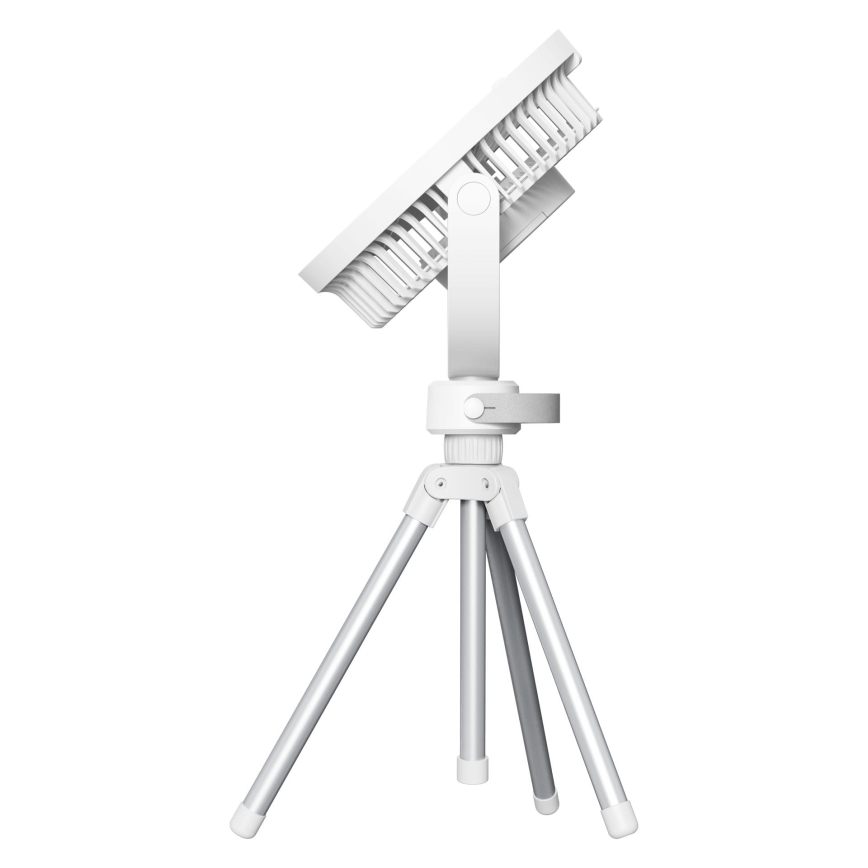 Ventilatore da tavolo ricaricabile con luce LED integrata 8 W, batteria 3,7 V 2400 mAh, bianco