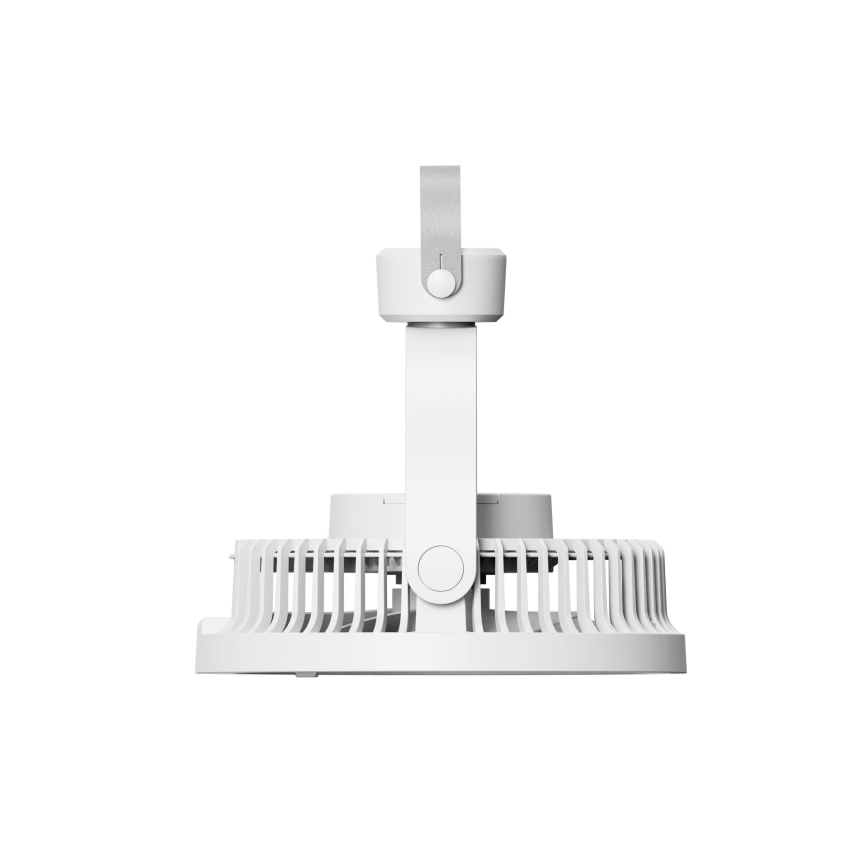 Ventilatore da tavolo ricaricabile con luce LED integrata 8 W, batteria 3,7 V 2400 mAh, bianco