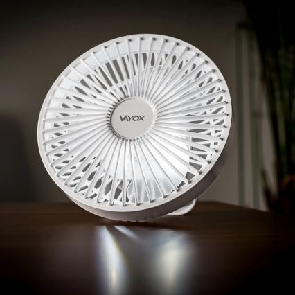 Ventilatore da tavolo ricaricabile a LED con illuminazione LED/2W/5V USB 2400 mAh bianco