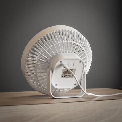 Ventilatore da tavolo ricaricabile a LED con illuminazione LED/2W/5V USB 2400 mAh bianco