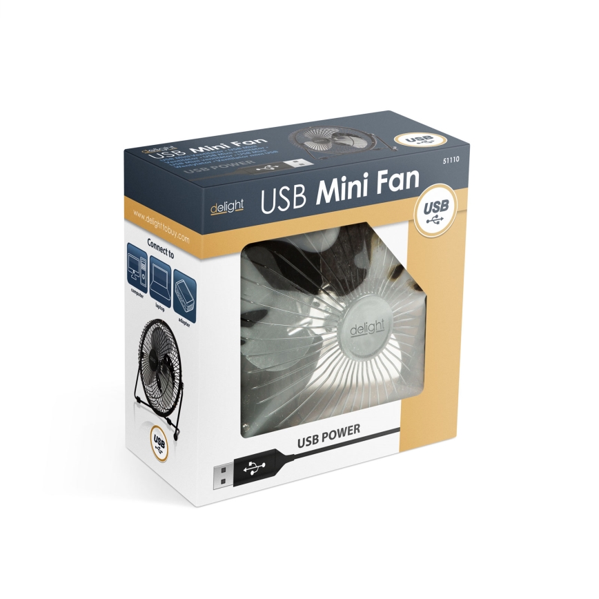 Ventilatore da tavolo USB 1,75 W/5 V, Ø 18 cm, nero