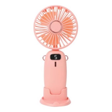 Ventilatore tascabile ricaricabile 3 W/5 V, batteria 1200 mAh – rosa