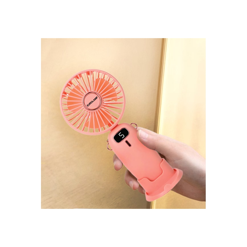 Ventilatore tascabile ricaricabile 3 W/5 V, batteria 1200 mAh – rosa