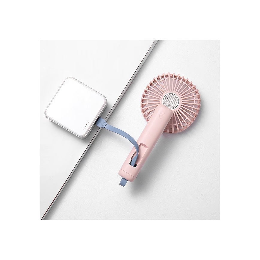 Ventilatore tascabile ricaricabile 5W/5V 1200 mAh, rosa