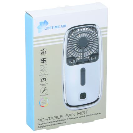 Ventilatore tascabile ricaricabile LED RGB con effetto nebbia, 3,7 V 1200 mAh