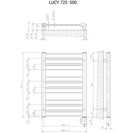 Vertaduro - Radiatore da bagno con termostato LUCY 400W 73x50 cm taupe