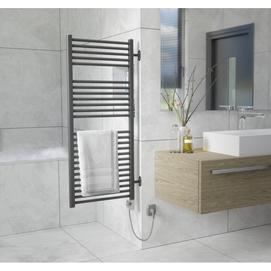 Vertaduro - Radiatore da bagno con termostato MEG 600W 118x50 cm antracite