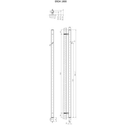 Vertaduro - Radiatore per bagno con termostato ERDA 400W 180x5 cm bianco