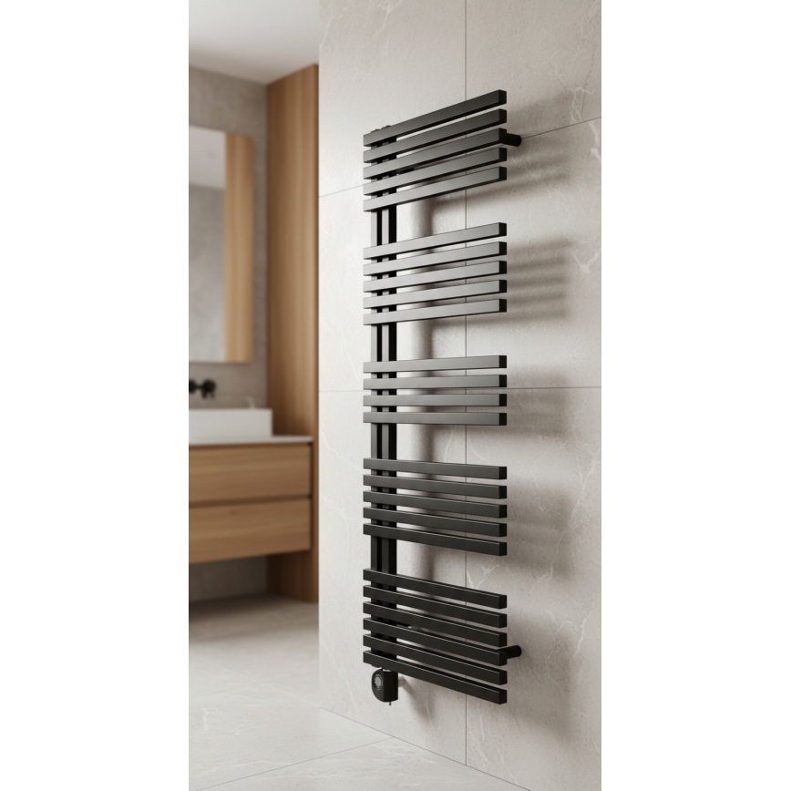 Vertaduro - Radiatore per bagno con termostato MICHELLE 600 W 129 x 50 cm nero