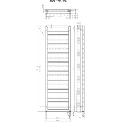 Vertaduro - Scaldasalviette da bagno ADEL con termostato 600W 172x50 cm antracite