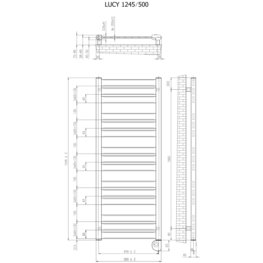 Vertaduro - Scaldasalviette da bagno con termostato LUCY 600W 125x50 cm bianco