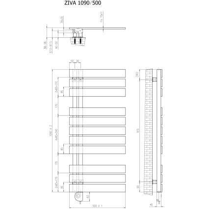 Vertaduro - Scaldasalviette da bagno con termostato ZIVA 500W 109x50 cm taupe