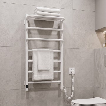 Vertaduro - Scaldasalviette elettrico con termostato DOR 155W/230V 80x48 cm IP44 bianco, lato destro