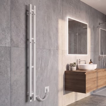 Vertaduro - Scaldasalviette elettrico con termostato VEO 106W/230V 150x9 cm IP44 bianco destro