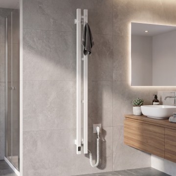 Vertaduro - Scaldasalviette elettrico con termostato VEO 70W/230V 120x9 cm IP44 bianco, lato destro