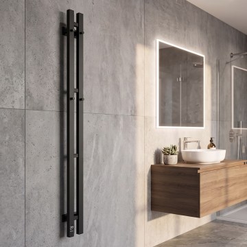 Vertaduro - Scaldasalviette elettrico con termostato VEO 70W/230V 120x9 cm IP44 nero destro
