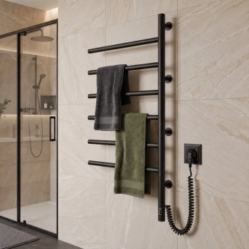 Vertaduro - Scaldasalviette elettrico girevole con termostato ARA 105W/230V 82x49 cm IP44 nero