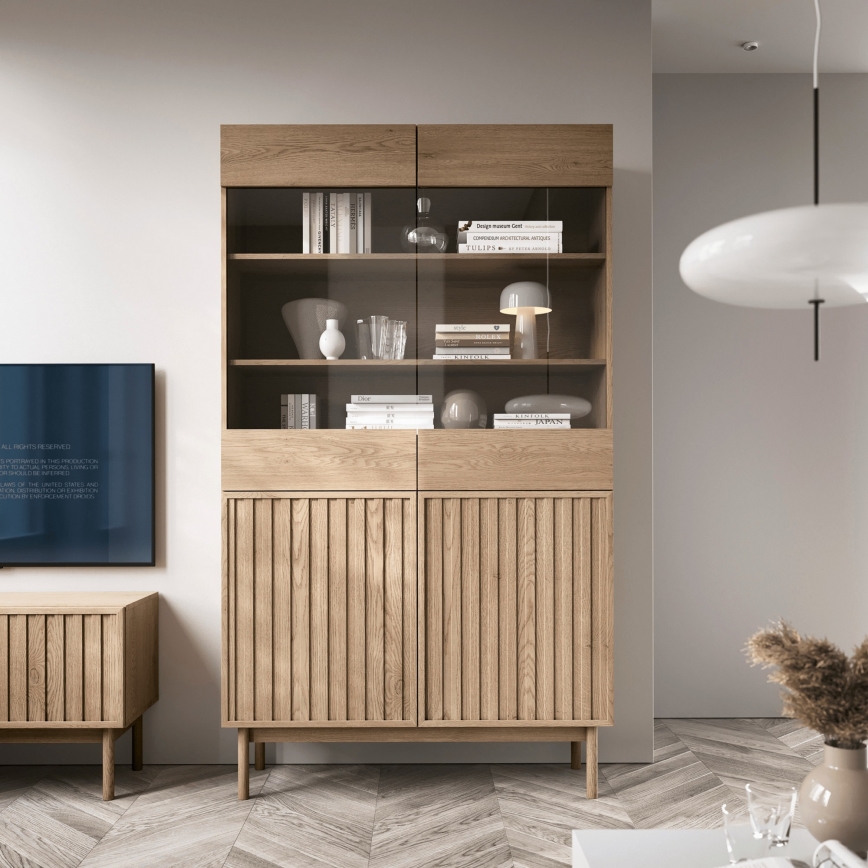 Vetrina KIOTO 106x183x37 cm rovere cremona/vetro