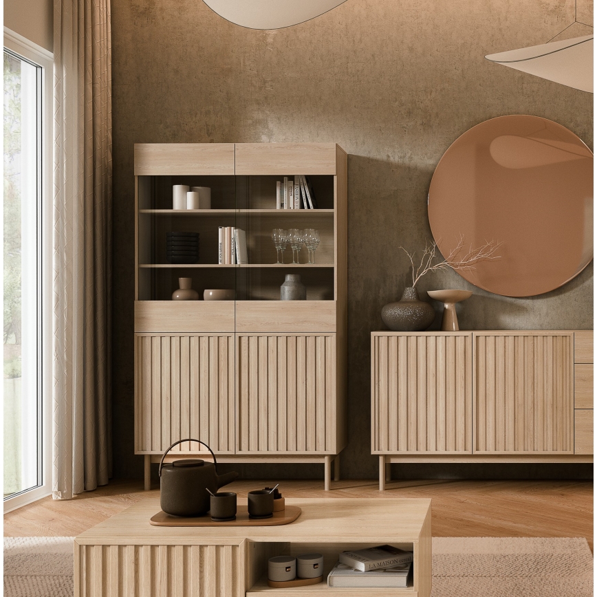 Vetrina KIOTO 106x183x37 cm rovere cremona/vetro
