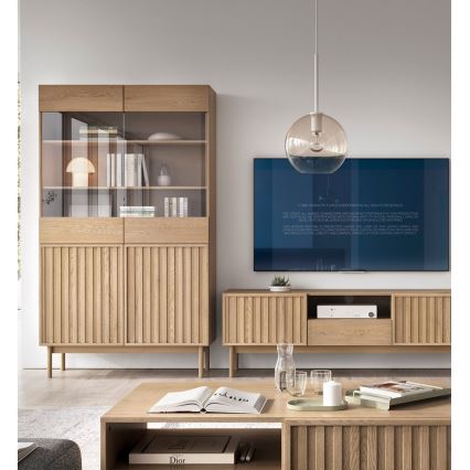 Vetrina KIOTO 106x183x37 cm rovere cremona/vetro