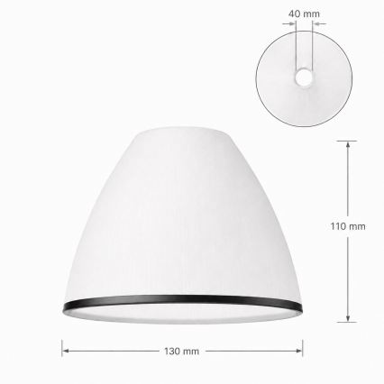 Vetro di ricambio per lampadario e applique RETRO, ANTICO E27 Ø 13 cm bianco/nero