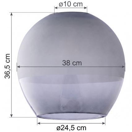 Vetro di ricambio per lampadario KULA E27, Ø 38 cm, grigio fumé