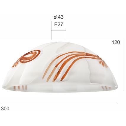 Vetro di ricambio per lampadario SFERA E27 120x300 mm bianco/arancione