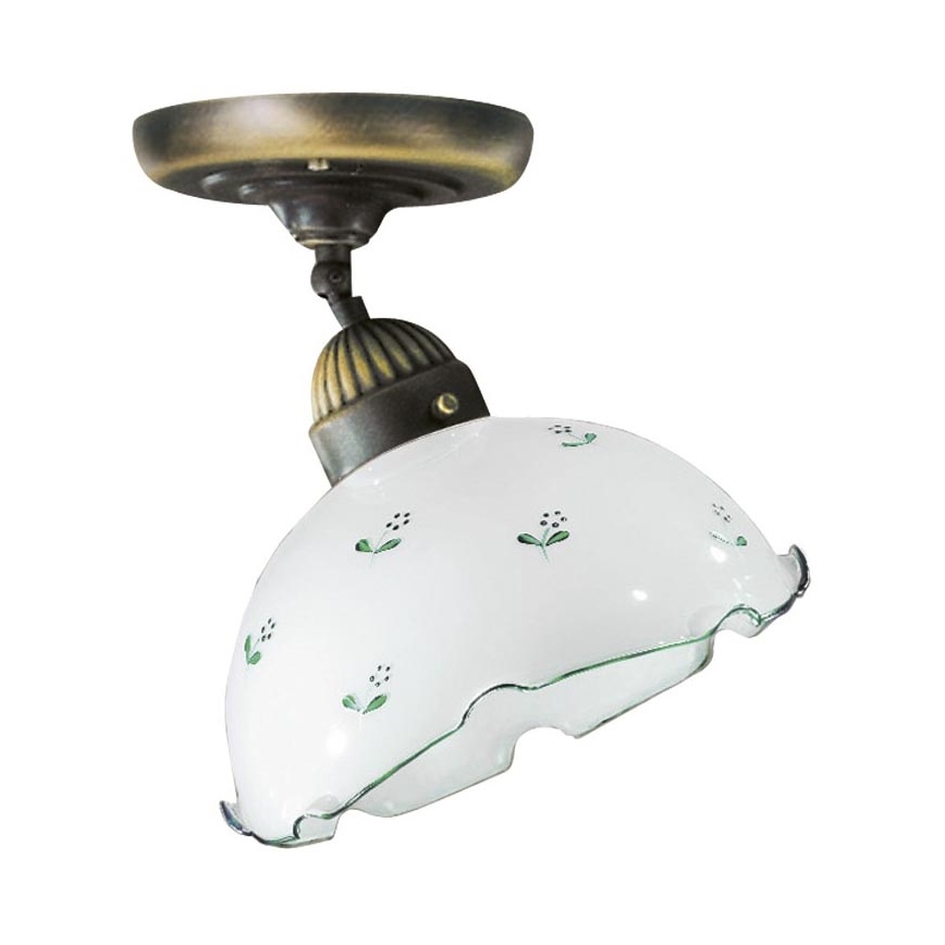 Vetro di ricambio universale NONNA per portalampada E27, diam. 20 cm, bianco/verde