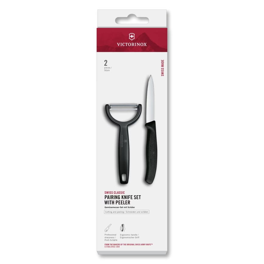 Victorinox - Set con coltello da cucina e pelapatate SWISS CLASSIC nero