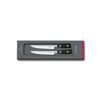 Victorinox - Set di 2 coltelli da bistecca GRAND MAITRE, lama 12 cm, colore nero