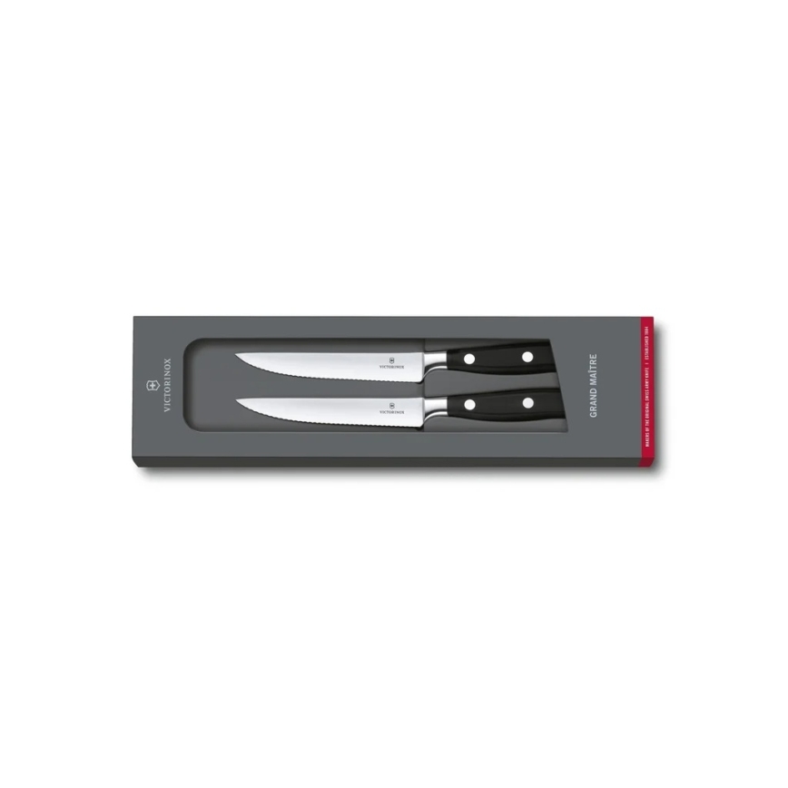 Victorinox - Set di 2 coltelli da bistecca GRAND MAITRE, lama 12 cm, colore nero
