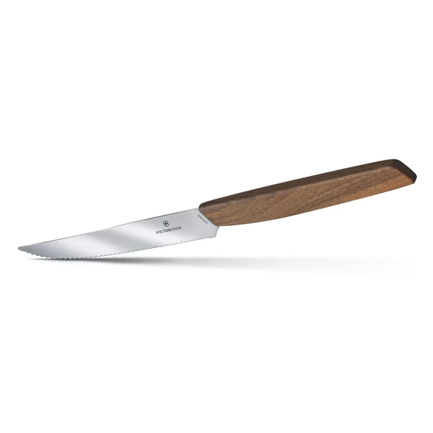 Victorinox - Set di 2 coltelli da bistecca SWISS MODERN, lama 12 cm, manico in noce
