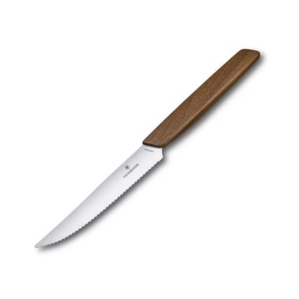 Victorinox - Set di 2 coltelli da bistecca SWISS MODERN, lama 12 cm, manico in noce