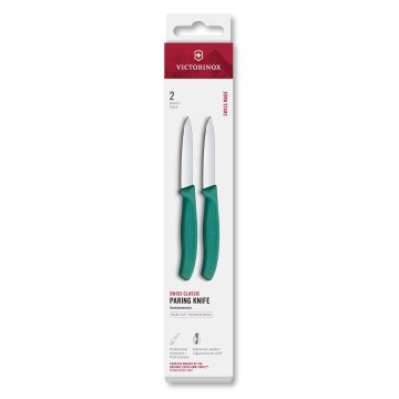 Victorinox - Set di 2 coltelli da cucina per verdure SWISS CLASSIC, lama 8 cm, turchese