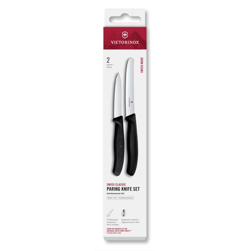 Victorinox - Set di 2 coltelli da cucina per verdure SWISS CLASSIC, nero
