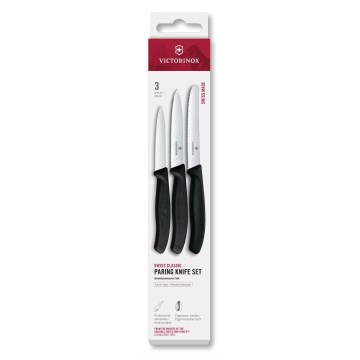 Victorinox - Set di 3 coltelli da cucina per verdure SWISS CLASSIC, nero